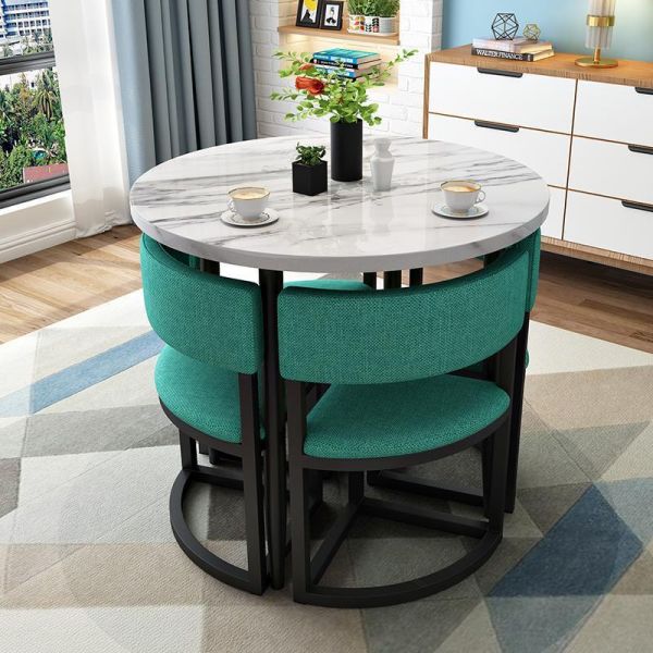 Nordic Style Round Dining Table Set Modern Solid Wood Dining Table and Chair Set for Home and Apartment