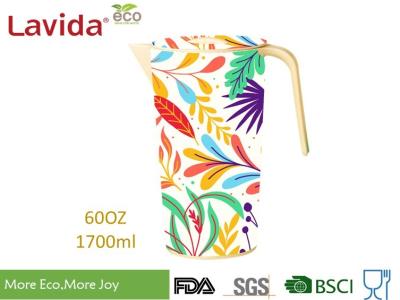 Outdoor Indoor Bamboo Water Jug Melamine Beverage Pitcher Unbreakable With Colorful Prints and Customized logo