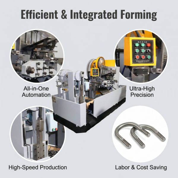 Precision U Bolt Bending Machine, Patented Dual Molds, Full Automatic Integrated Structure for Mass Metal Bolt Production