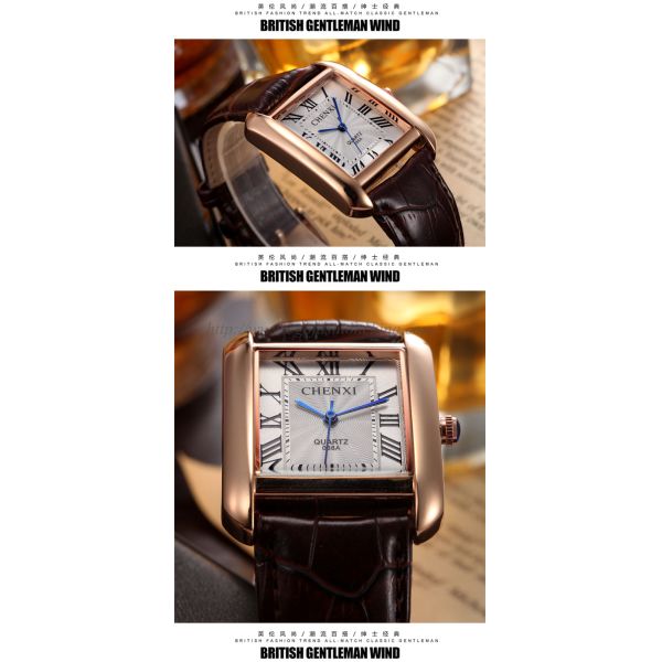 068A Square Bezel Watch Own Brand Made-in-China Stainless Steel Back Watch Quartz Watches