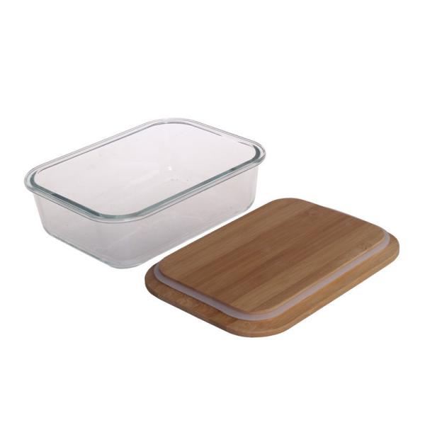 Eco Friendly Spillproof Glass Food Storage Box With Bamboo Lid