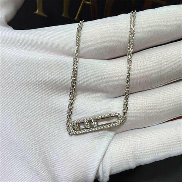 Luxury jewelry Mk Three drill sliding necklace 18k white gold yellow gold rose gold diamond necklace
