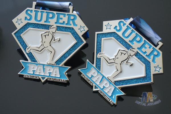 Custom Virtual Marathon Sport Metal Award Medals Glitter Color Medallion With Ribbon