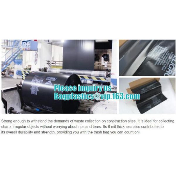 CONSTRUCT FILM, Asbestos bag, clean-up bags, disposable garbage bag thick plastic bag for asbestos