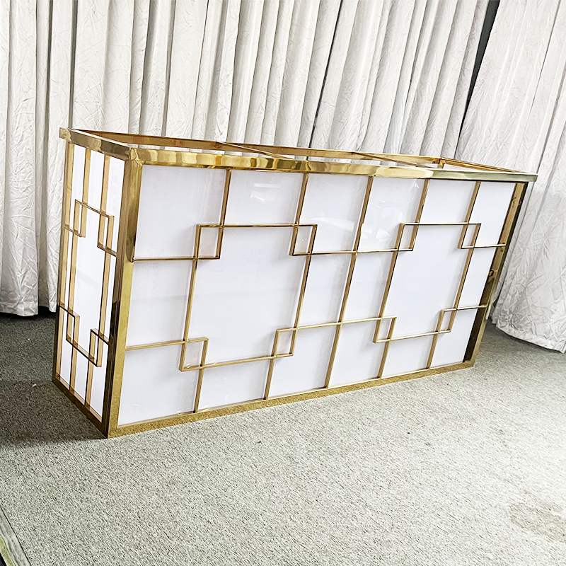 WENDING Gold Nested Square Frame Wedding Reception Desk – Modern Luxury Sign-in Counter