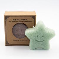 L'éponge konjac antibactérienne de thé vert de pentagone étoilé enlève le détergent d'éponge de maquillage de saletés