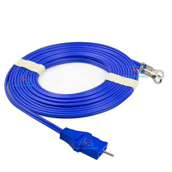 Blue PVC ESU Cable 2.3 Copper Tube To 3.2 Round Terminal Disposable Electrosurgical Cable