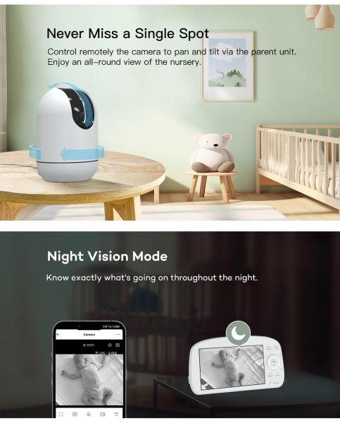 Tuya App Baby Pet Monitor Motion Detection Wifi 2.4Ghz Video Baby Monitor With Night Vision