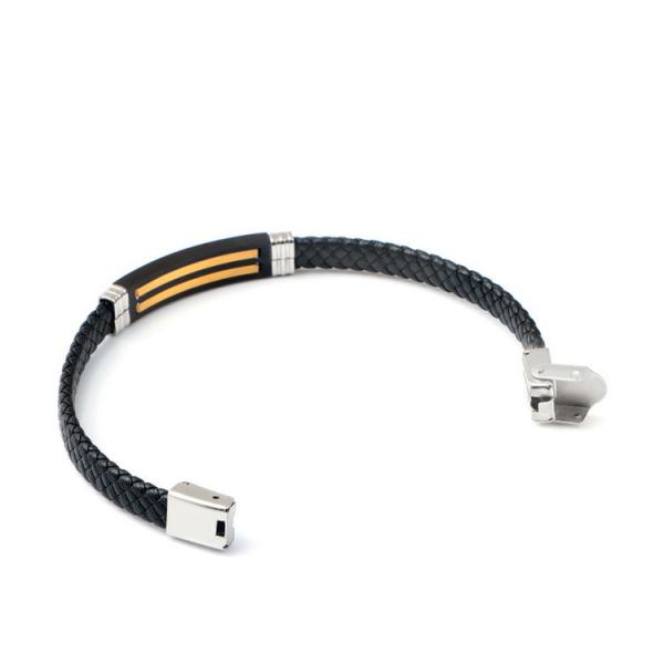 Leather rope bracelet trendy retro leather woven stainless steel men's bracelet fashionable