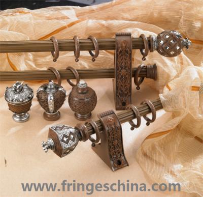 Hot selling delicate aluminum curtain rod pipe resin finials for home decoration