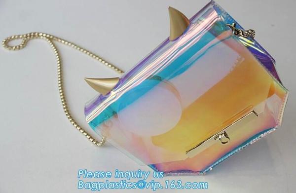 laser PVC new material printing shoulder tote bag, Girls Shoulder Tote Beach Bag, Ladies Transparent PVC Beach Handbag
