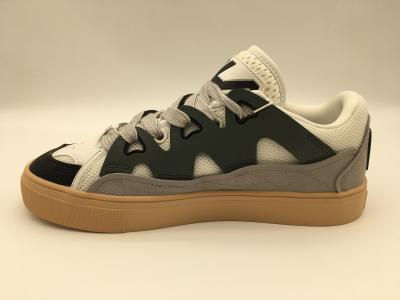 Grey Womens Genuine Leather Shoes ODM OEM Ladies Flat Slip On Shoes