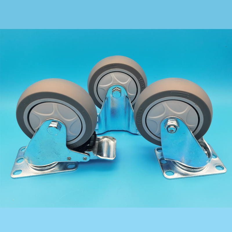 Quiet Industrial Casters Medium-Duty Single-Axis TPR Wheels Castors Singel 4 