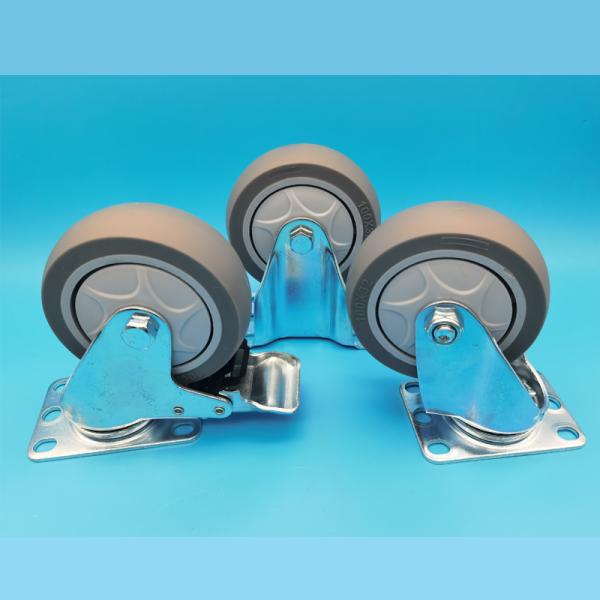Quiet Industrial Casters Medium-Duty Single-Axis TPR Wheels Castors Singel 4 Lockable Rigid Swivel For Medical Carts