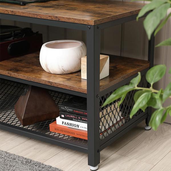 Long TV Stand with Metal Frame, Rustic Industrial Television Stand, Large Television Table, LTV50BX