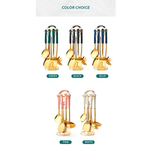 Ceramic Stainless Steel Kitchen Utensils Set Nordic Style For Cooking