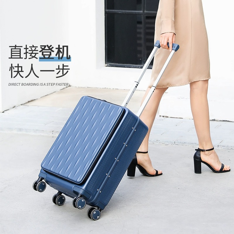 Stylish Aluminum PC Luggage Travel  Front Opening Hardside Luggage With Wheel
