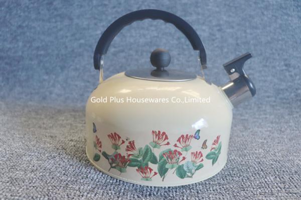 Gas metal silver stovetop coffee pot painting stainless steel whistling tea kettle set with cups