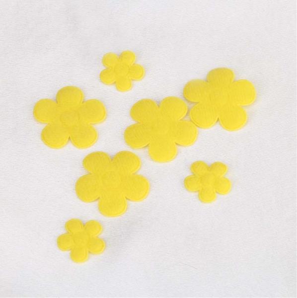 Yellow Felt Sew On Applique Flowers Customized Size Dress Shoes Decoration