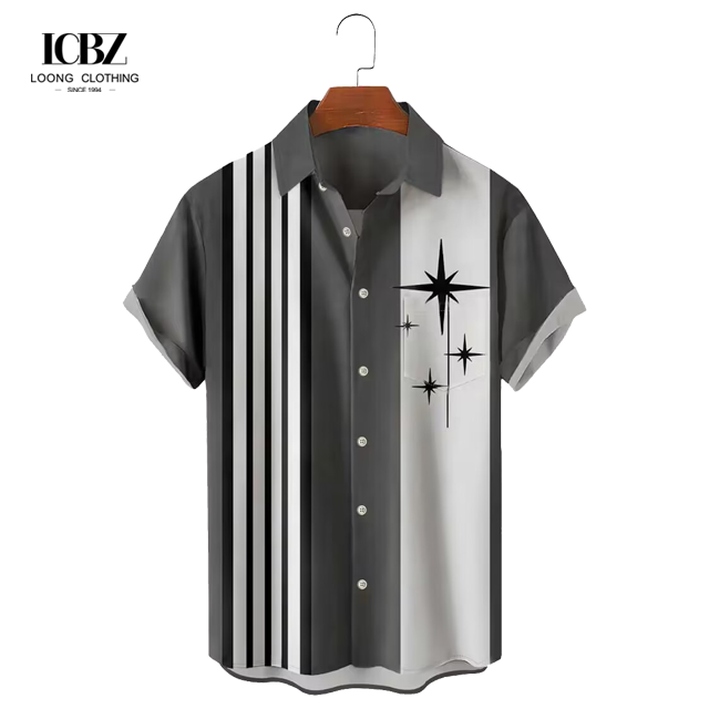 T-shirt de l'été pour homme à col de stand, coco rétro, top 3D, t-shirts de plage