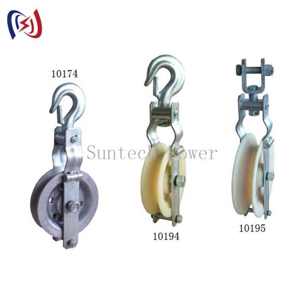 Bloque de polea simple de aleación de aluminio para tendido con polea de 75 mm o 100 mm y vida útil de un año para líneas de transmisión