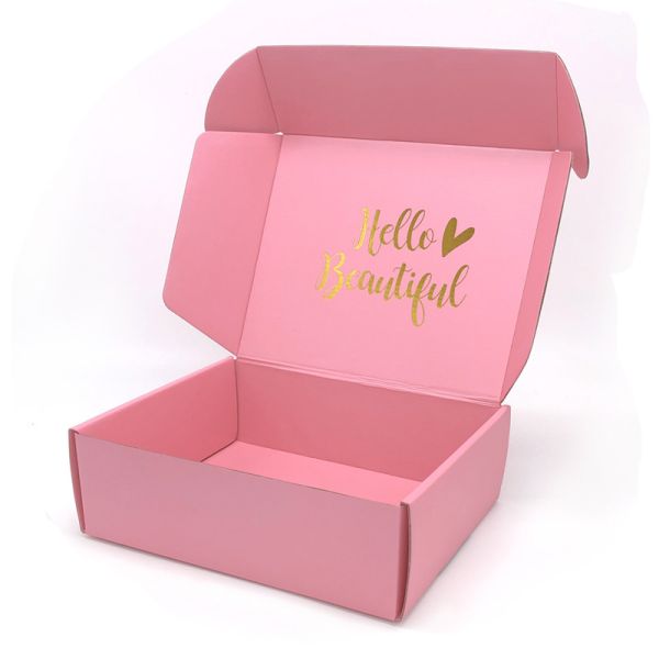 Custom Logo Printed Pink Rigid Corrugated Mailer Box – Sturdy Airplane Box For Hair Clips Jewelry & Gift Packaging