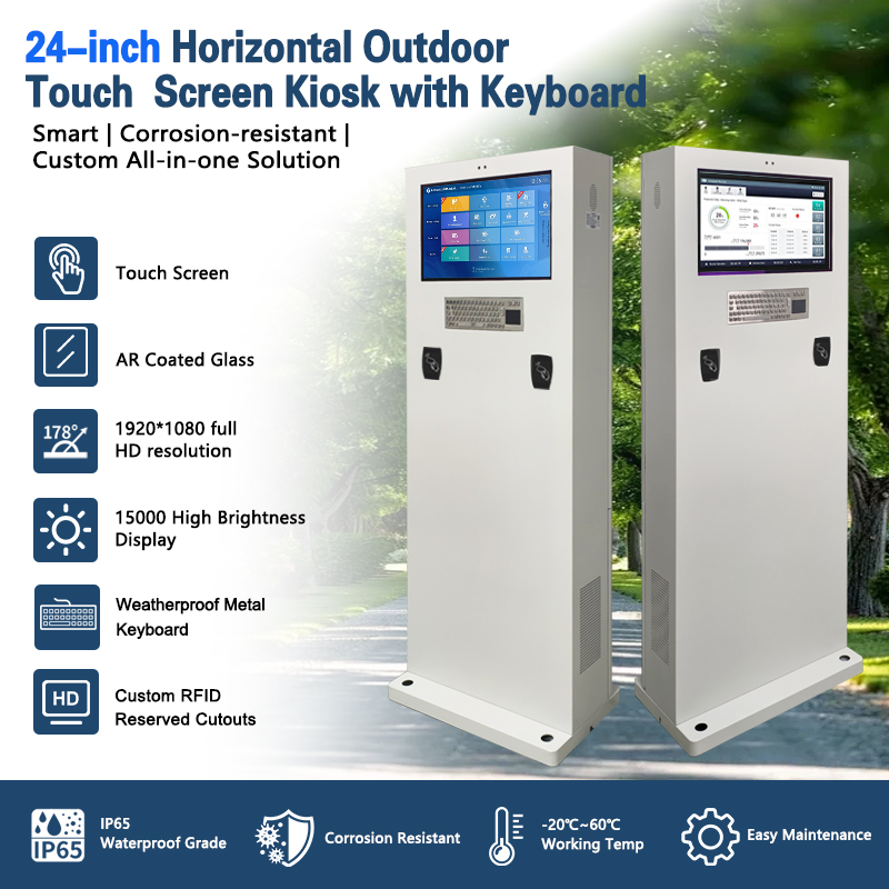 316 Stainless Steel 24 inch Outdoor Touch Screen Kiosk with RFID Card Reader and Keyboard