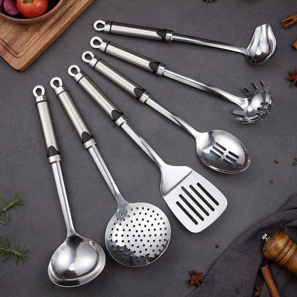 Europe style stainless steel Cooking Utensil Tool With Utensil Holder 7PCS /SET with kitchen stand