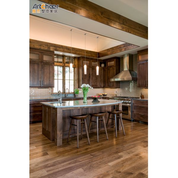 Современный стильный старинный деревянный кухонный шкаф Шейкер дизайн для традиционных кухонь