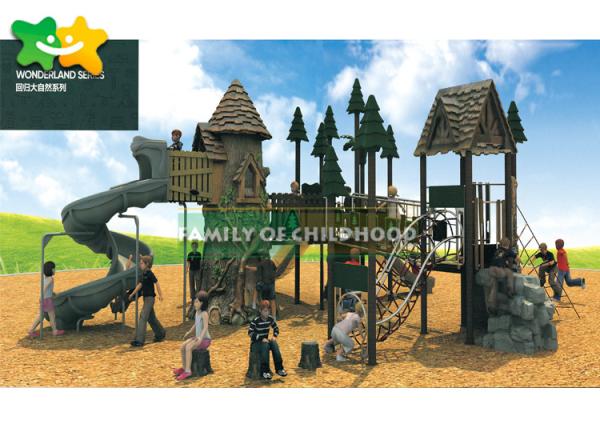 Anti Static Wooden Garden Slide , Childrens Wooden Slide Jungle Series  3-14 Years Old
