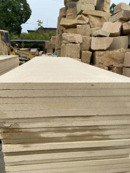 Bush Hammered Face Beige Sandstone Paving Slabs Garden Sandstone Slabs