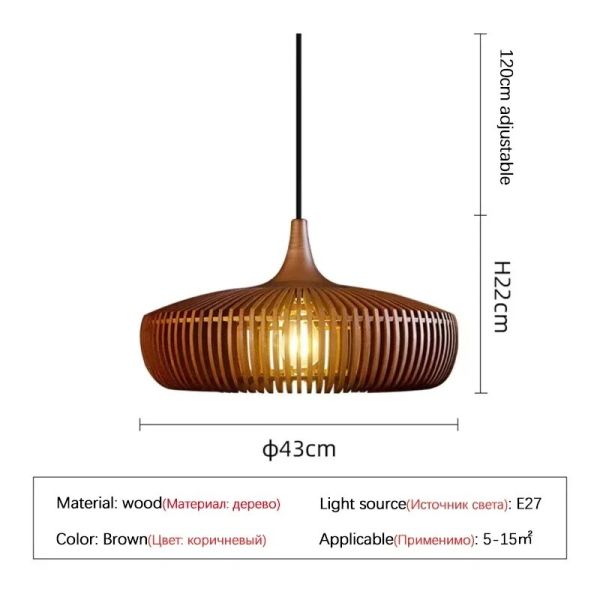 Dining Table Lighting Fixtures Bedroom Home Retro Art Designer Led Wooden Pendant Light(WH-WP-140)