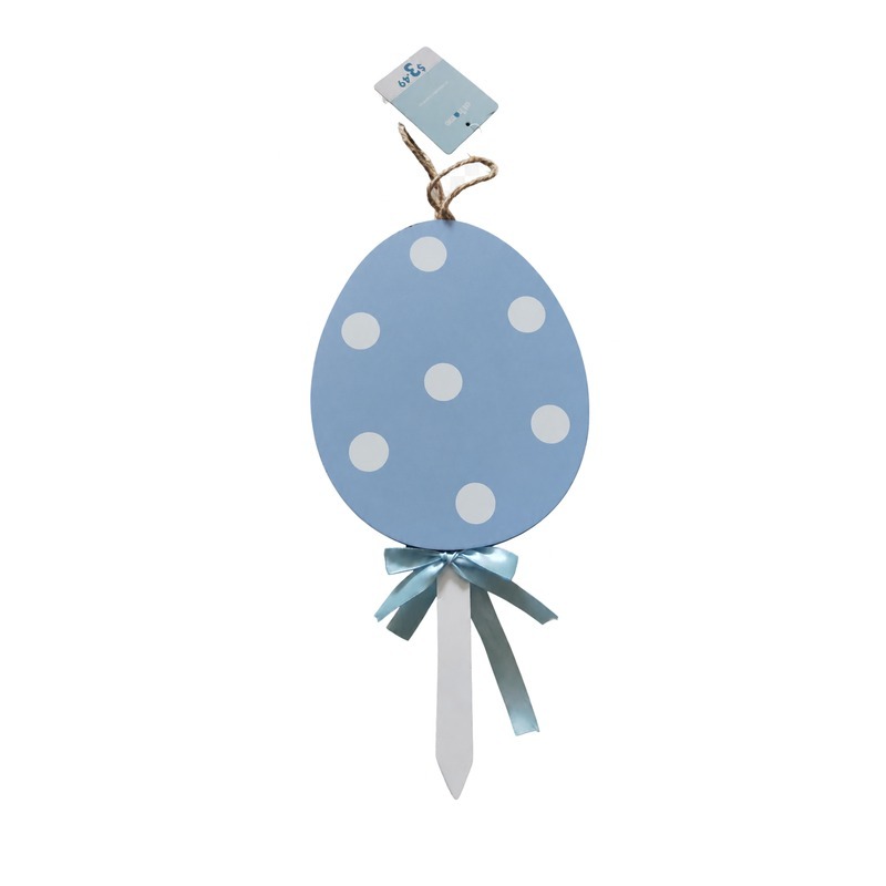 Custom Blue Polka Dot Easter Egg Hanging Stake with OEM/ODM Customization for Seasonal Retail