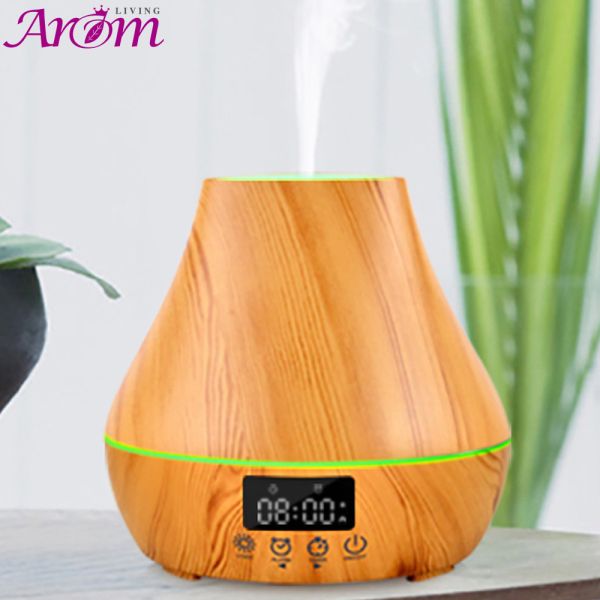 Super Quiet BPA Free Wood Look Diffuser With Alarm Clock