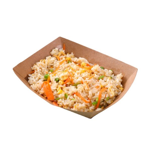 Microwavable Handy Kraft Paper Food Boats , Greaseproof Brown Kraft Food Trays