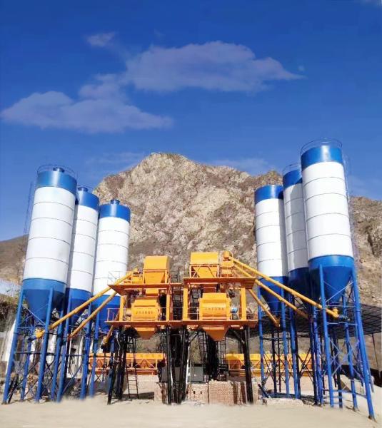 2 * 18.5kw Transit Mix Concrete Plant , Large Hzs60 Concrete Batching Plant