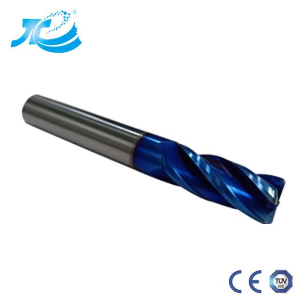 4mm Carbide Square End Mill 3 / 4 Flutes Milling Machines Long Life Blue Coated