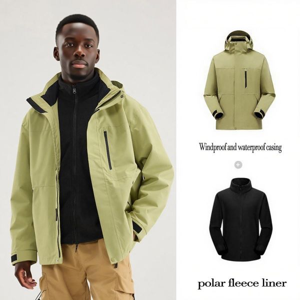 Manufacturer Custom Polar Fleece Lining Varsity Men's Jacket Outdoor Windproof Waterproof Jogger Interchange Jacket for Men