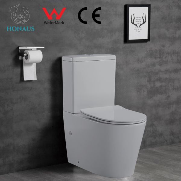 Glazed Trapway Ceramic Toilet Bowl Floor Mounted Water Closet Standard Slow Down Seat