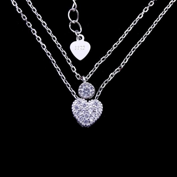 Customized Silver Pearl Necklace 925 Sterling Silver Jewellery With Hearts Shape