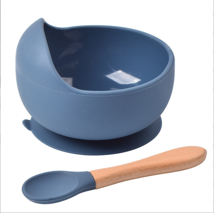 2-Pack Silicone Baby Feeding Set Suction Bowl and Spoon Dinnerware Supplies for Kids