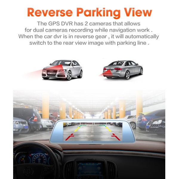 4G 8 Inch WDR Car DVR Android Dash Cam Rear View Mirror 34X13X7.7cm