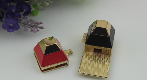 Top selling high end plating double color red and black metal turn lock for handbag