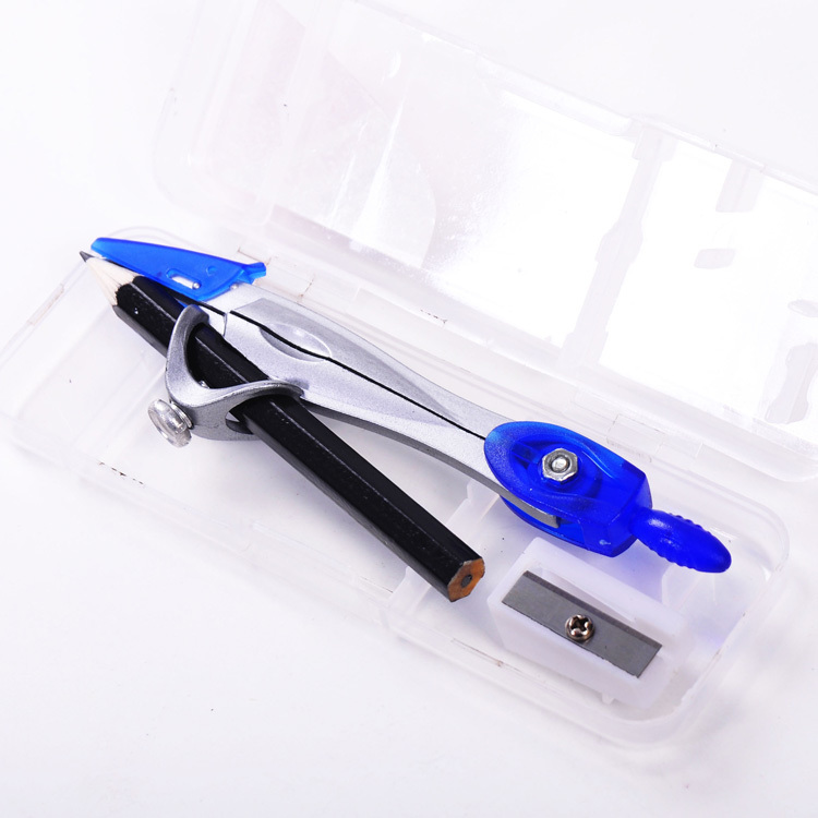 Factory Price School Student Drawing Tools Cheap Kids Compass Box with Pencil and Sharpener
