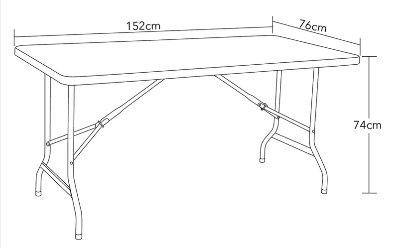 Foldable White Picnic Table Ideal for Outdoor Camping Hiking and Travelling 152*76*74cm