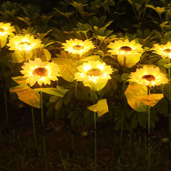 Solar artificial sun flower lights Ground decoration lawn lamp