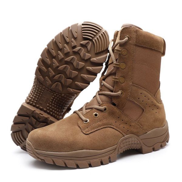 3515 Military Leather Boots Brown EVA Insole Tactical Boots With Zipper