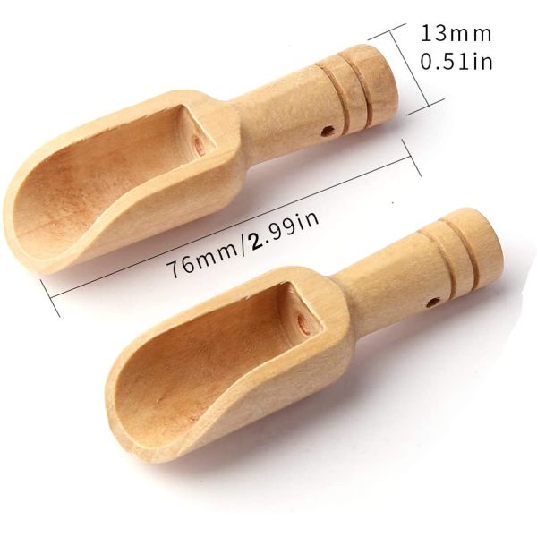 Traditional Mini Wooden Scoop Spoon Unpainted For Bath Salts