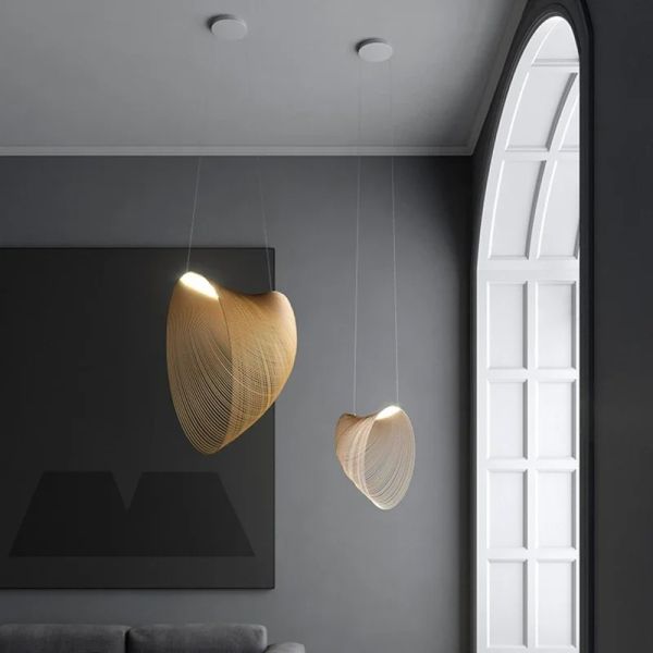 Modern Wood LED Light Pendant Lamp for Staircase Kitchen Restaurant Shop Chandelier(WH-AP-675)