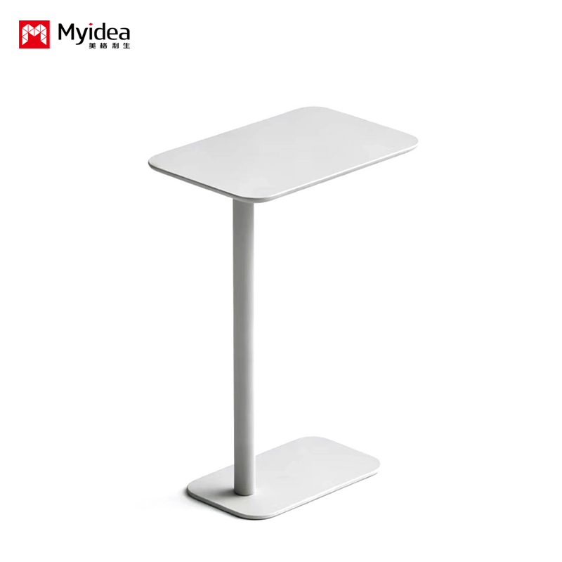 Modern Eco-Friendy Side Table Panel Board Top Metal Legs Sleek Easy Move for Villa Hotel Home Office Commercial Interiors